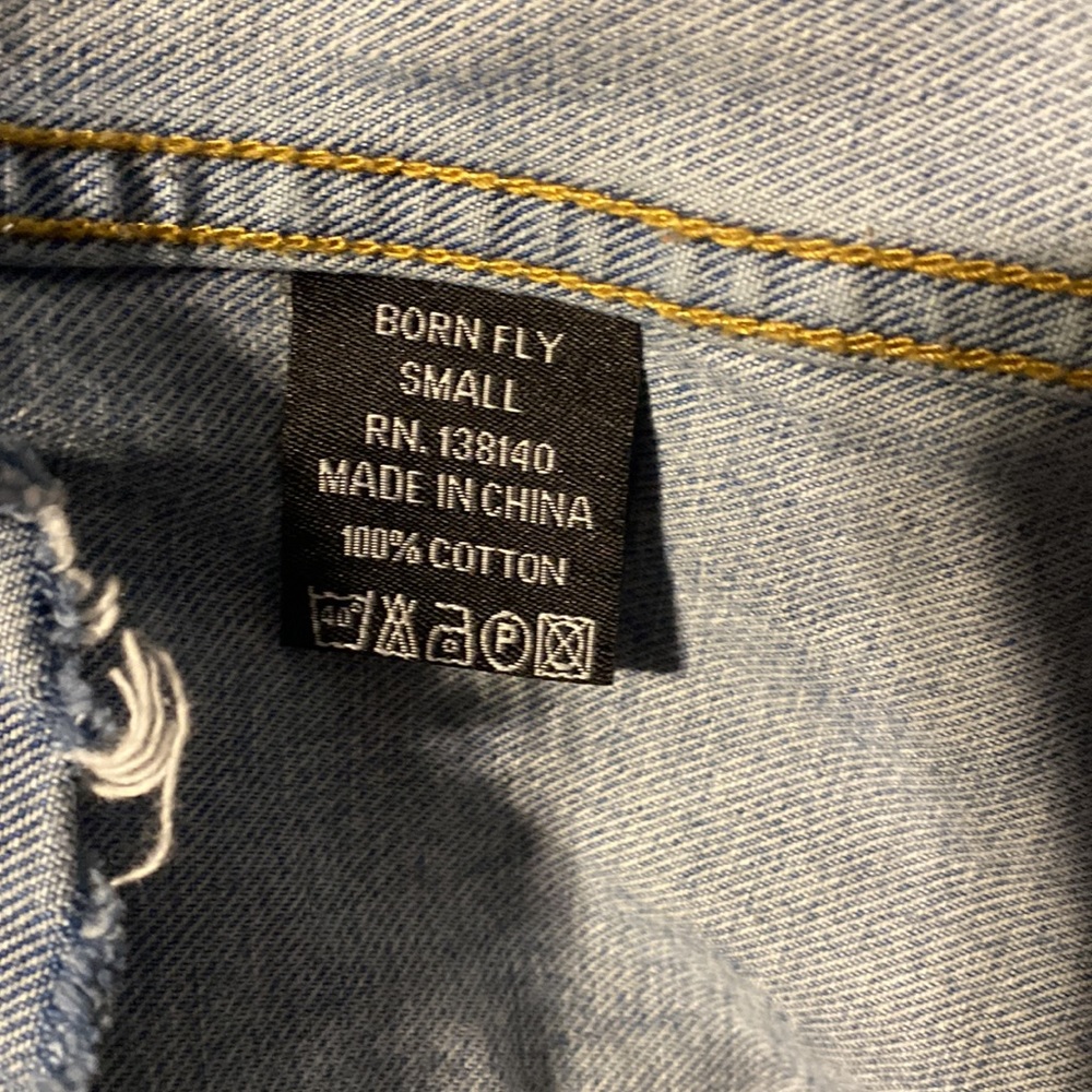 Born Fly Blue Jean Distressed Patch Jacket - Picture 5 of 7